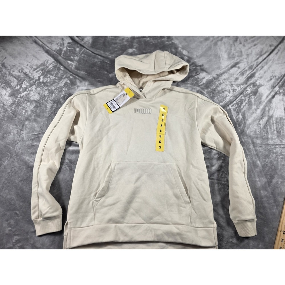 NWT PUMA Women's Fleece Hoodie Pullover Sweatshirt Long Sleeve Small Cream